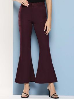 Aarika - Girls Wine Solid Crepe Trouser