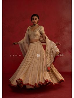 Rhua India - Beige Navya Lehenga with Blouse and Dupatta