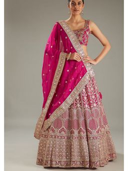 Meenagurnam - Magenta Sequins Embroidered Lehenga with Choli and Dupatta