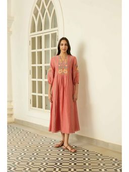 Vaayu - Blush Applique Pink Midi Dress