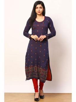 Rangriti - Indigo Jacquard Straight Kurta