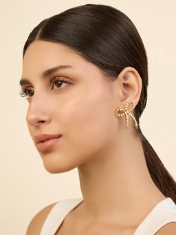Isharya - White Bow Spiked Studs Earrings