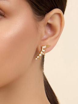 Isharya - White Spiked Rock Studs Earrings