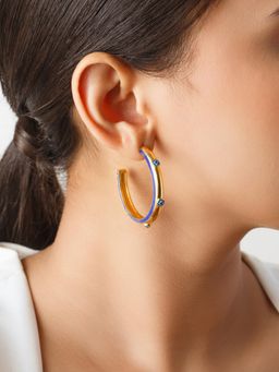 Isharya - Blue Evil Eye Gold Hoops Earrings