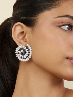 Isharya - Blue Azure Pearl Stud Stone Earrings