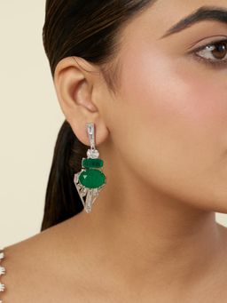 Isharya - Green Charleston Emerald Danglers Earrings