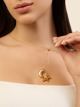 Isharya - Gold Star And Moon Lariat Necklace