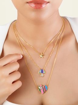 Isharya - White Layered Charm Necklace
