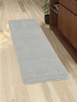 Saral Home - Neo Shaggy Yarn Anti-Skid Bedside Runner Mats-Grey-45X120 Cm