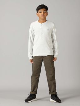 KiddoPanti - White Solid Full Sleeve T-Shirt With Casual Pant