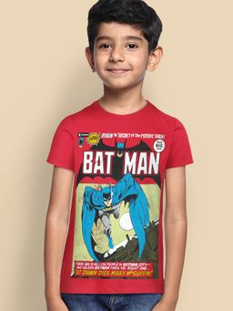 Kidsville - Batman Printed Red T-Shirt for Boys