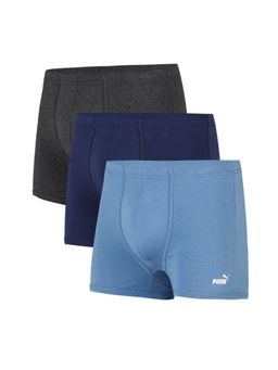 Puma - Stretch Plain Mens Grey & Blue Trunks (Pack of 3)