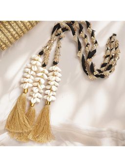 Ruby Raang Studio - Pearls and Black Thread Parandi