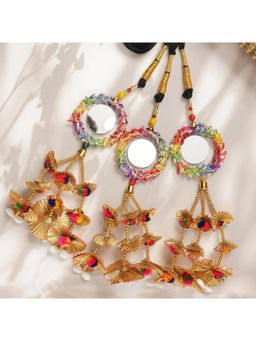 Ruby Raang Studio - Colourful Pastel Hues Threads with Pearls and Black Thread Parandi