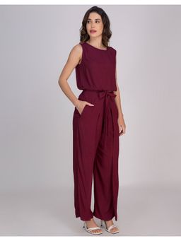 Moomaya - Women Purple Round Neck Solid Regular Fit Co-Ord (Set of 2)