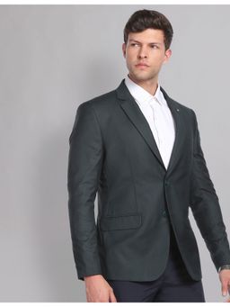 AD By Arvind - Men Dark Green Twill Weave Solid Formal Blazer