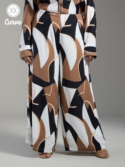 Twenty Dresses by Nykaa Fashion - Curve Multi-Color Abstract Print High Rise Wide Leg Pants
