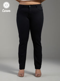 Twenty Dresses by Nykaa Fashion - Curve Marilyn Black Solid High Waist Slim Fit Denim Jeans