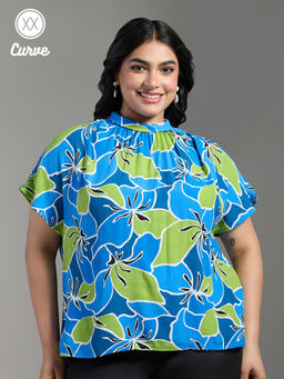 Twenty Dresses by Nykaa Fashion - Curve Multi-Color Floral Print High Neck Top