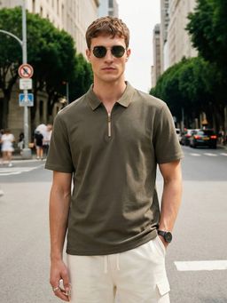 Nobero - Brown Regular Fit Polo T-Shirt