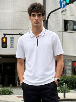 Nobero - White Regular Fit Polo T-Shirt