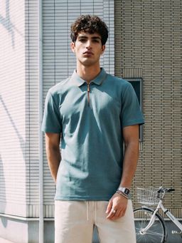Nobero - Blue Regular Fit Polo T-Shirt