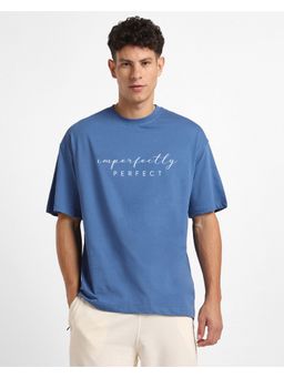 Nobero - Men Blue Regular Fit Printed T-Shirt