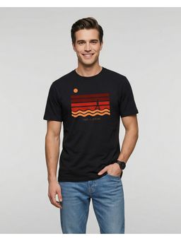 Nobero - Men'S Black Regular Fit Printed T-Shirt