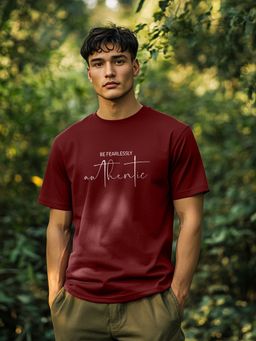 Nobero - Men Maroon Regular Fit Printed T-Shirt
