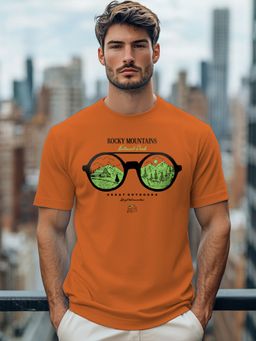 Nobero - Men Orange Regular Fit Printed T-Shirt