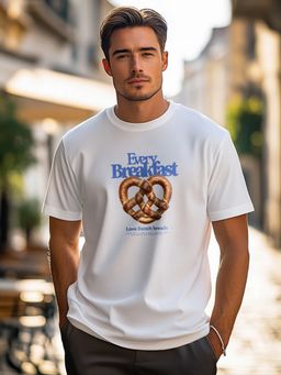 Nobero - Men'S White Regular Fit Printed T-Shirt