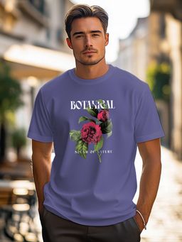 Nobero - Purple Regular Fit Printed T-Shirt