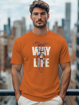Nobero - Orange Regular Fit Printed T-Shirt
