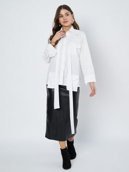 Bcz Style - Women White Cotton Full Sleeves Shirt