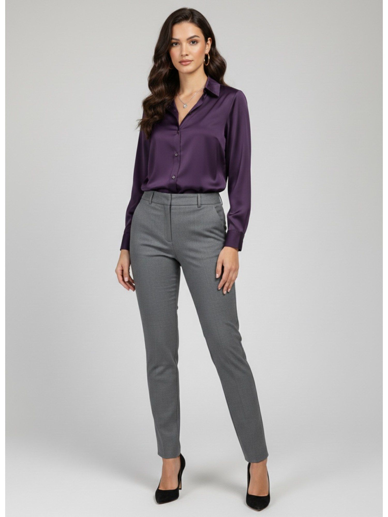 bcz style Women Purple Satin Full Sleeves Shirt-picture-26