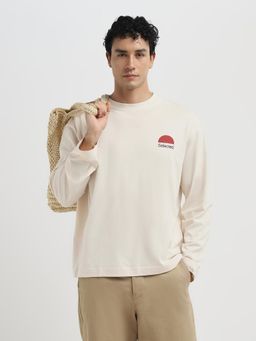 SELECTED HOMME - Men's Relaxed Fit Off White O-Neck Off White T-Shirt