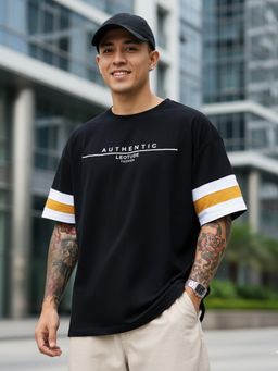 LEOTUDE - Men's Black Oversized T-Shirt