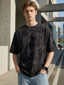 LEOTUDE - Men's Black Oversized T-Shirt