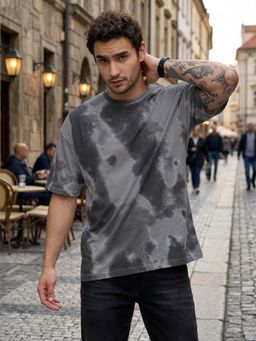 LEOTUDE - Men's Grey Oversized T-Shirt