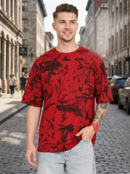 LEOTUDE - Men's Red Oversized T-Shirt