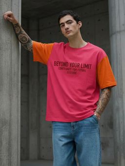 LEOTUDE - Men's Pink Oversized T-Shirt