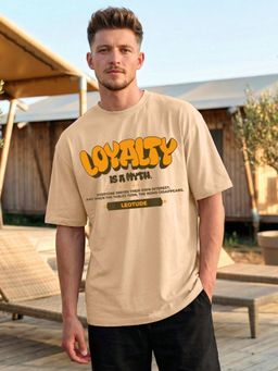 LEOTUDE - Men's Beige Oversized T-Shirt