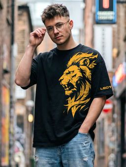 LEOTUDE - Men's Black Oversized T-Shirt