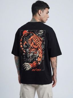 LEOTUDE - Men's Black Oversized T-Shirt