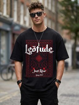 LEOTUDE - Men's Black Oversized T-Shirt