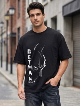 LEOTUDE - Men's Black Oversized T-Shirt