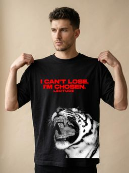 LEOTUDE - Men's Black Oversized T-Shirt