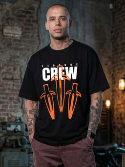 LEOTUDE - Men's Black Oversized T-Shirt