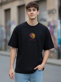 LEOTUDE - Men's Black Oversized T-Shirt