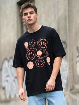 LEOTUDE - Men's Black Oversized T-Shirt